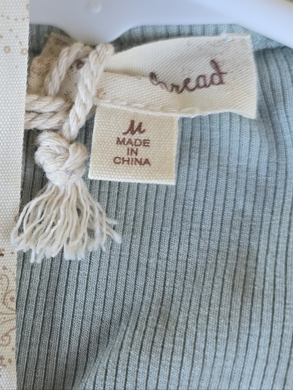 Hem & Thread Light Blue Ribbed Tank Romper with Drawstring Size M New With Tag - Picture 4 of 4